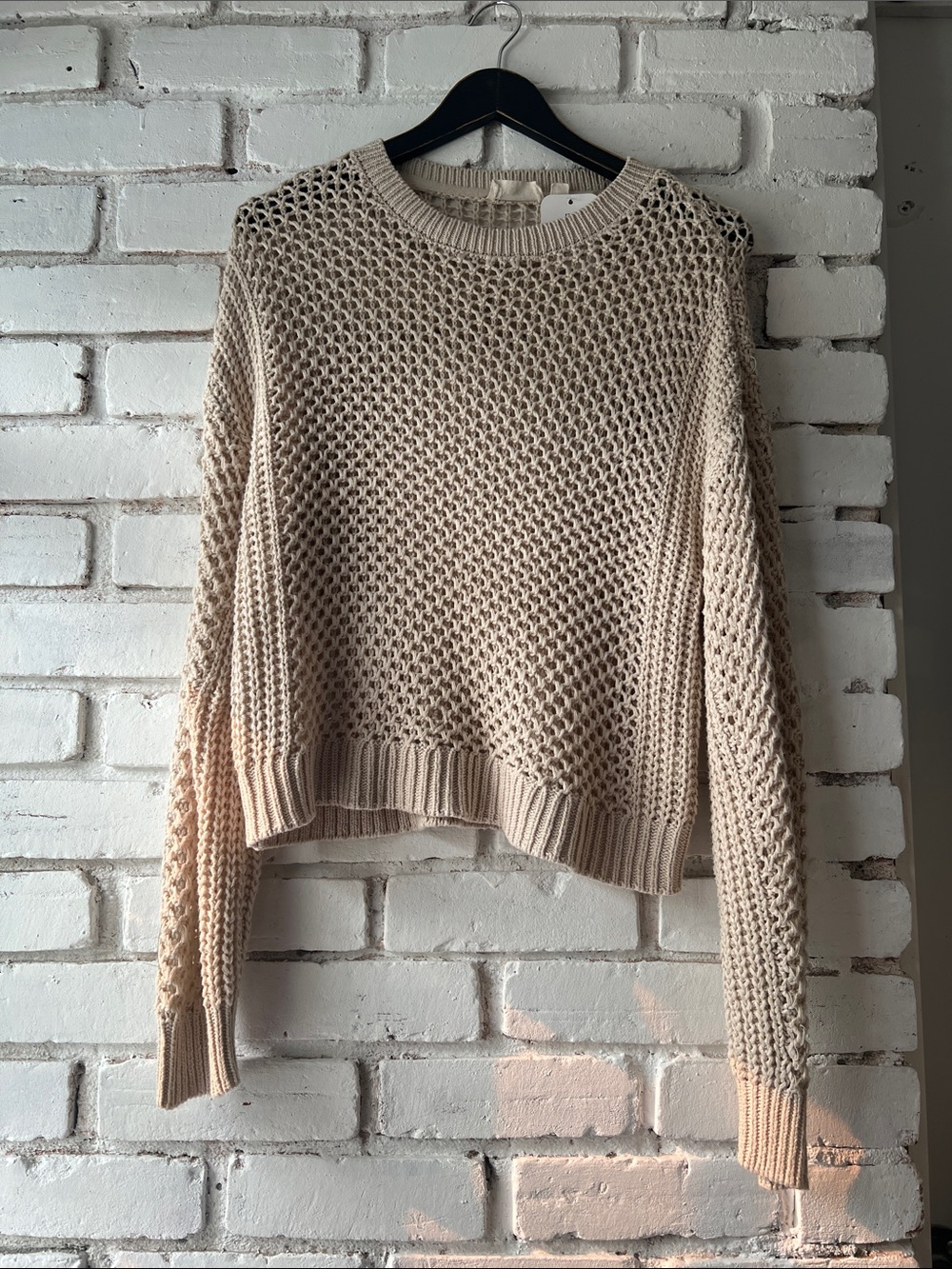 Crochet open knit Women’s Cream Knit Pullover Sweater